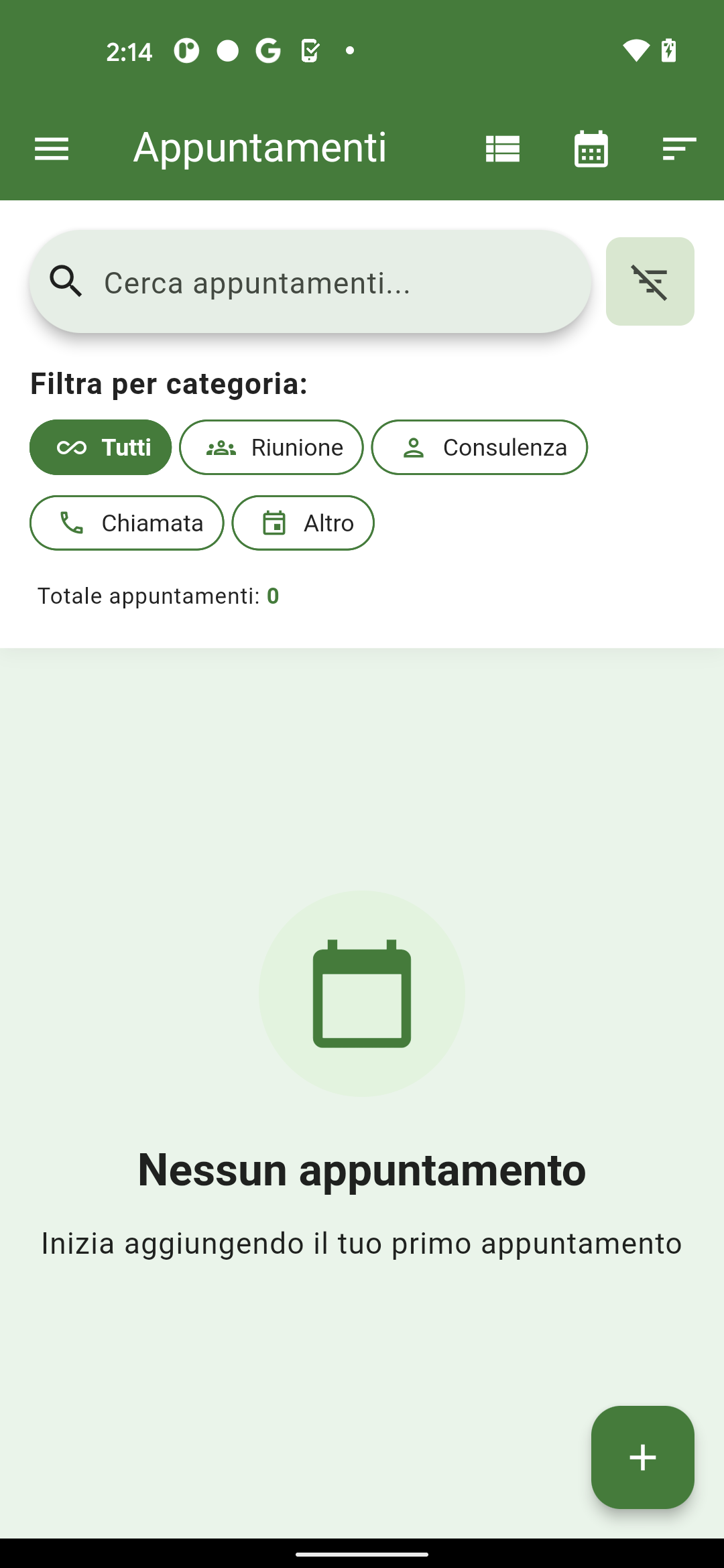 Schermata AgendaAI - Assistente AI
